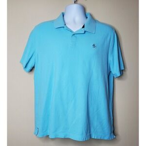 Penguin Munsingwear Golf Polo Shirt Light Blue Cotton Size Large Adult Mens